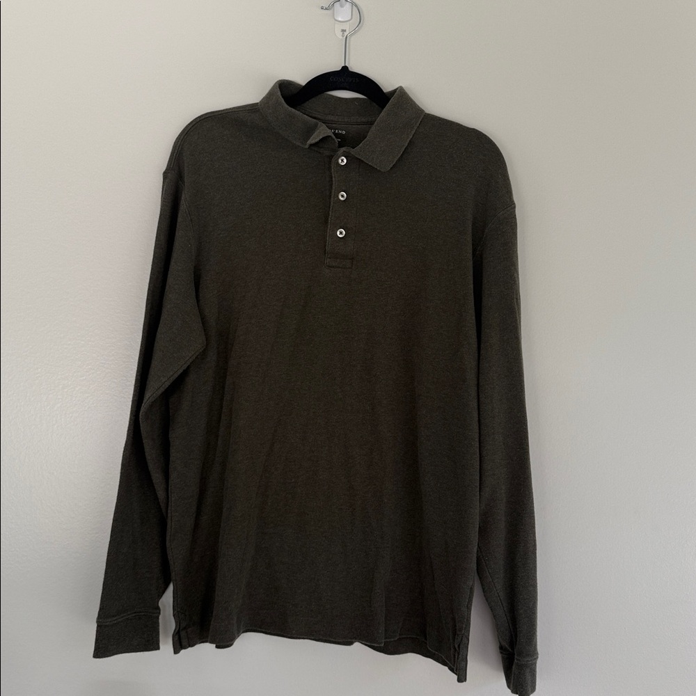 Lands End Men’s L longsleeve polo - Olive